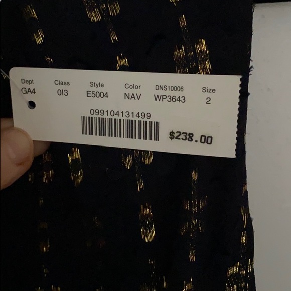 NWT J.Crew midi dress in navy and gold - size 2 - Picture 2 of 2